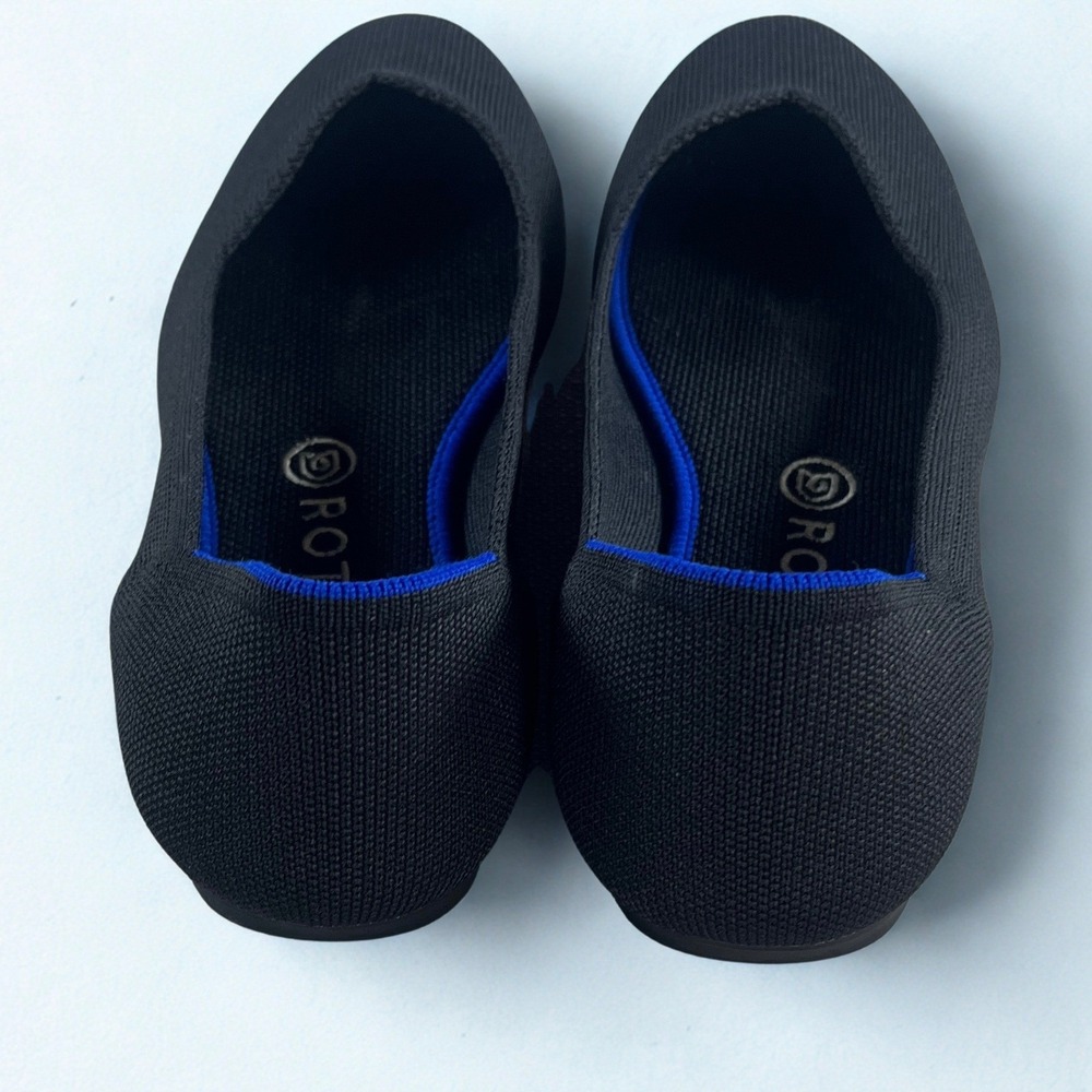 Rothy's The Flat Women 9.5 Black Round Toe Knit Sustainable Ballet Flats - Picture 2 of 8